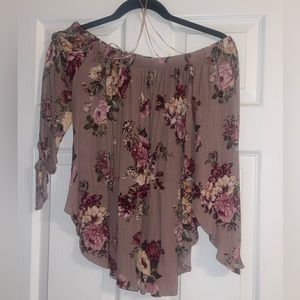 5 for $25 Pink floral off the shoulder blouse